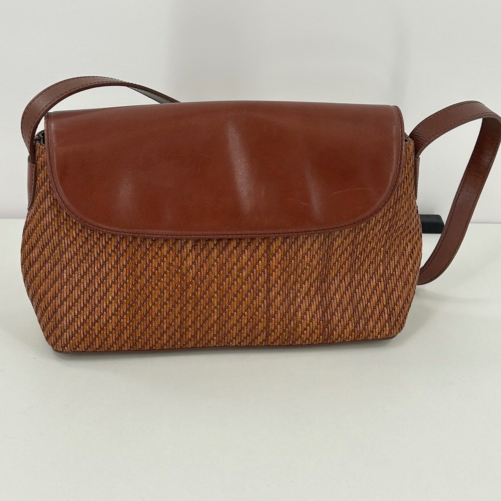 Fossil 1954 Brown Leather Crossbody Shoulder Bag Brown Handwoven Purse Boho